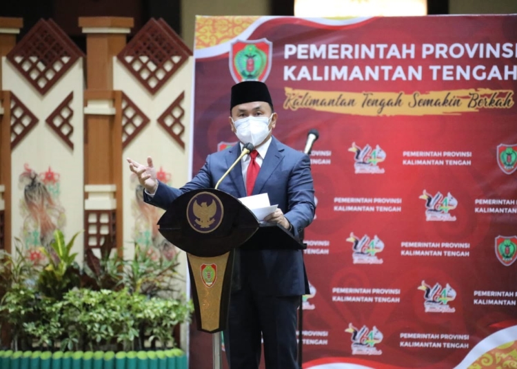 Gubernur Prov.Kalteng, H.Sugianto Sabran saat menyampaikan berakhirnya PPKM Level 4, Selasa (17/8).(photo/ist)