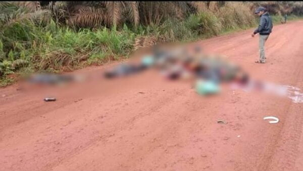 Kecelakaan maut terjadi di Jalan Poros PT TASK 3, dekat pos  PT NSP Pondok 2, Kecamatan Parenggean, Kabupaten Kotawaringin Timur yang menewaskan 4 orang pengendara sepeda motor. (IST)