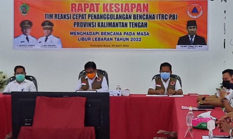 Rapat Kesiapan TRC PB Prov. Kalteng Menghadapi Bencana Pada Masa Libur Lebaran Tahun 2022 di aula Kantor BPBPK Prov. Kalteng, Rabu (20/4). (Photo/ist)