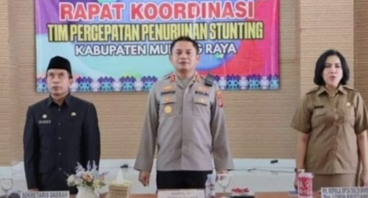 Kapolres Murung Raya Polda Kalteng AKBP Irwansah, S.I.K., M.M. mengikuti Rapat Koordinasi Dalam Rangka Penanganan Percepatan Penurunan Stunting di Kabupaten Murung Raya Tahun 2023. (Ist)