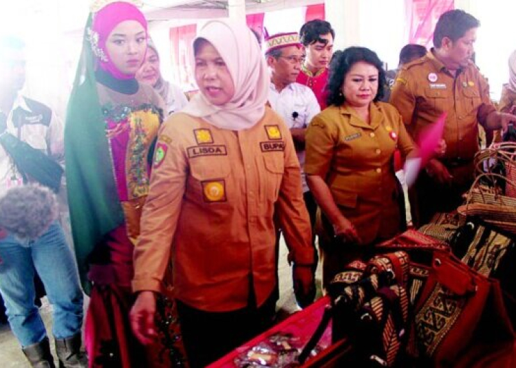 Pj Bupati Barsel Lisda Arriyana saat meninjau pameran UMKM di Buntok. (ist)