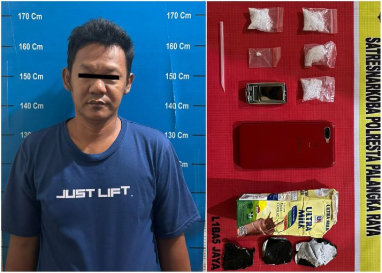 SABU-Pelaku bersama barang bukti sabu yang diamankan polisi. (Foto/RizaL)