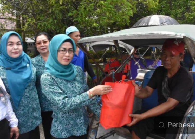 Tim Penggerak Pemberdayaan dan Kesejahteraan Keluarga (TP PKK) Kabupaten Kapuas saat gelar aksi sosial. (ist)