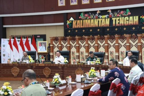 Gubernur Kalteng H. Sugianto Sabran saat pimpin Rapat Kerja Pemantapan Optimasi Lahan Food Estate Padi Nasional di Prov. Kalteng Tahun 2024.(Photo/asep)