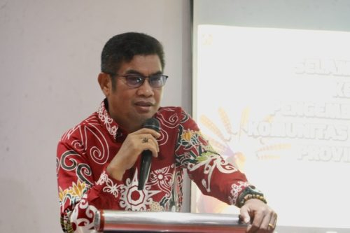 Kepala Diskominfosantik Prov. Kalteng Agus Siswadi saat menyampaikan sambutannya.(Photo/rizaldi)