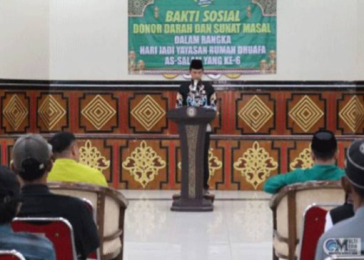 Asisten I Bidang Pemerintahan dan Kesejahteraan Rakyat, Rahmat K. Tambunan, membuka resmi kegiatan Bakti Sosial Donor Darah dan Sunat Massal dalam rangka Hari Jadi Yayasan Rumah Duafa As-Salam yang ke – VI 2024 yang dilaksanakan di GPU Tira Tangka Balang Puruk Cahu, Sabtu (10/8/24). (ist)