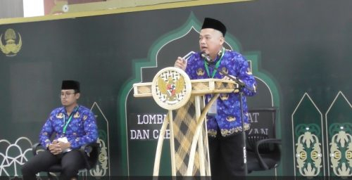 Salah seorang peserta lomba Khutbah Jum'at MTQ VII KORPRI Tingkat Nasional Tahun 2024.(Photo/ivan)