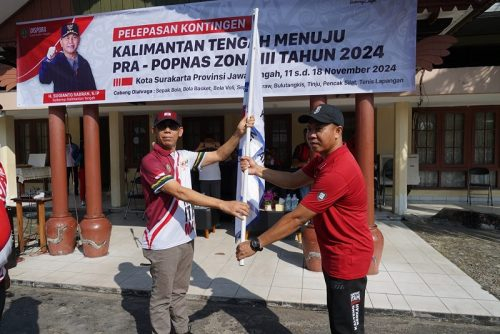 Pelepasan Kontingen Kalteng Pra POPNAS Zona III Tahun 2024.(Photo/arif)