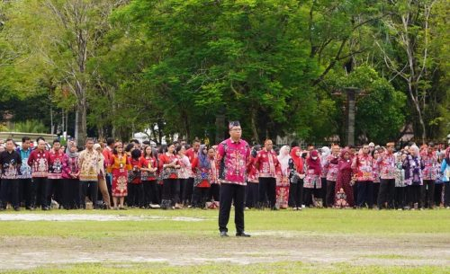 Para peserta apel besar ASN dan Tenaga Kontrak di lingkup Pemprov Kalteng Tahun 2025.(Photo/rizal)