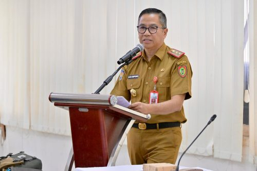 Kepala Bappedalitbang Prov. Kalteng Leonard S. Ampung saat menyampaikan sambutan sekaligus membuka Rakor Koordinasi Penyusunan RKP Tahun 2026.(Photo/10_d)