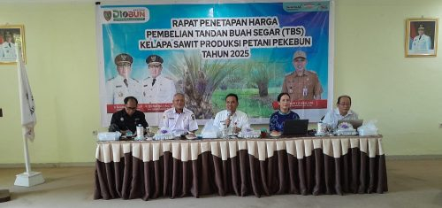 Kadisbun Prov. Kalteng H. Rizky R. Badjuri saat memimpin Rapat Penetapan Harga TBS.(Photo/levri)